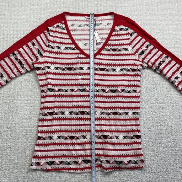 NWT Victoria's Secret Women Sleepwear Plaid Red V Neck Long Sleeve Pajama Top M - Picture 8 of 11